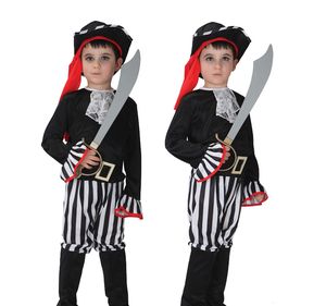 हॉट सेलिंग सुंदर पायरेसी किंग हैट ब्लैक पॉलिएस्टर बच्चों के होलोलीन लड़कों कॉस्प्ले प्रदर्शन पोशाक पोशाक - Product Image 2