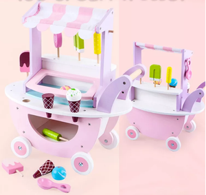 Shine Pep Juego de imaginación para niños Cocina y comida Juguetes Carro de helado de madera Máquina Cono-Regalo de cumpleaños perfecto para niños - Product Image 4