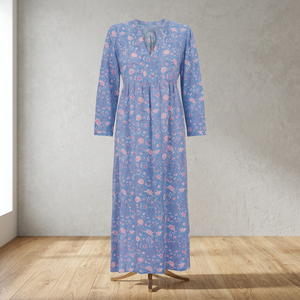 Robe longue en rayonne à imprimé floral, élégante et modeste, pour femme, idéale pour le bureau |   Robe décontractée bohème à manches longues |   Robe trapèze à col en V - Product Image 5