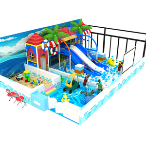 Parc de jeux intérieur pour enfants, piscine à sable, aire de jeux intérieure sur le thème de l'océan, toboggan 3 en 1 pour enfants - Product Image 3