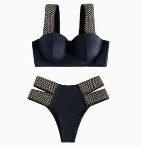 Set di costumi da bagno con Logo personalizzato Set di <span class=keywords><strong>reggiseno</strong></span> e mutandine Set Bikini bella ragazza biancheria intima da donna Push up <span class=keywords><strong>reggiseno</strong></span> e perizoma - Product Image 6