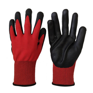 Anti slip nylon palm impregnation garden safe operation Butyronitrile black Red off <span class=keywords><strong>foam</strong></span> - Product Image 2