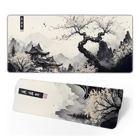 Alas Mouse Desain Pohon Sakura Bunga Sakura Gaya Kuil Jepang Ukuran XXL, Alas Gaming Karet Premium