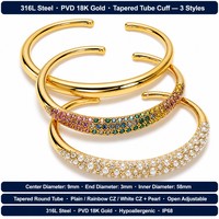Bracelet manchette ouvert minimaliste brillant plaqué or 18 carats en acier inoxydable, bijoux plaqués or pour femmes