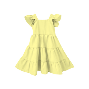 Abito Casual in maglia <span class=keywords><strong>di</strong></span> <span class=keywords><strong>cotone</strong></span> <span class=keywords><strong>per</strong></span> bambine manica estiva con Plaid a collo quadrato con decorazione a bottone tinta unita - Product Image 6