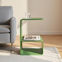 OEM Sofort lieferbarer Acryl-Couchtisch Morandi Grün mit Zeitschriftenständer – Moderne Line-Sense-Nachttische für Büro und Heimdekoration