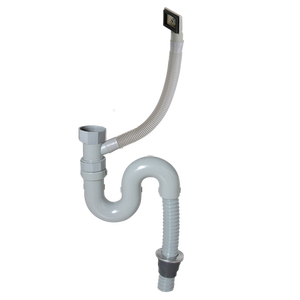 Sifón Flexible para <span class=keywords><strong>Fregadero</strong></span> de Cocina con Sellado de Agua; Tubería de Desagüe para <span class=keywords><strong>Fregadero</strong></span> de Cocina, Inyección Blanca Moderna de 40 mm - Product Image 1