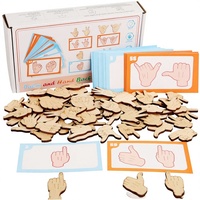 Jeu de cartes flash en bois pour l'apprentissage des gestes, jouet éducatif sensoriel de reconnaissance des signes de la main pour les tout-petits