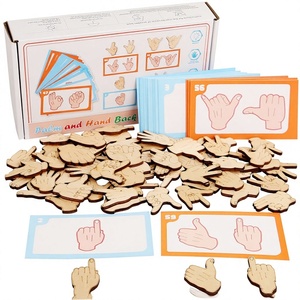 <span class=keywords><strong>Juego</strong></span> de Tarjetas de Memoria con <span class=keywords><strong>Gestos</strong></span> de Mano de Madera, Juguete Educativo Sensorial de Reconocimiento de Palmas y Lenguaje de Señas para Niños Pequeños - Product Image 4