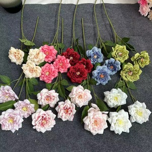 Flores Artificiales de Seda con Tres Cabezas de Rosa, Diseño Nuevo, Flores Artificiales Sencillas y Elegantes para Decoración de Bodas y Fiestas - Product Image 5