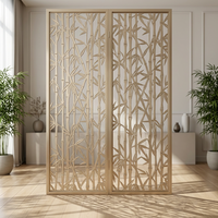 Paravent décoratif en acier inoxydable champagne, motif géométrique diamant découpé au laser, panneau grille pour séparation de pièce, décoration de hall d'hôtel