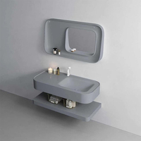 Vente directe d'usine, armoire de salle de bain murale avec lavabo en résine, différentes couleurs et miroir pour salle de bain d'hôtel