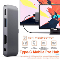Adaptateur Hub USB Type-C 4 ports JILIAN en vente directe d'usine pour USB 2.0, USB 3.0, prise jack 3,5 mm, Thunderbolt, charge PD – En stock