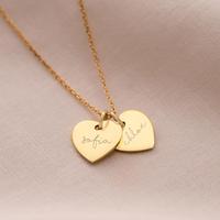 Inspire bijoux Double coeur personnalisé nom collier usine pêche coeur collier en gros deux tons couleur coeur collier