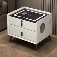 Tables de chevet en bois personnalisées avec chargeur USB, audio Bluetooth et verrouillage intelligent pour la maison