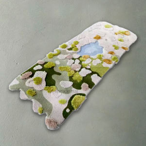 Alfombras personalizadas de pared, alfombra redonda de hierba verde hecha por el hombre, arte de pared de musgo Extra grande, decoración estética, alfombras de habitación - Product Image 3