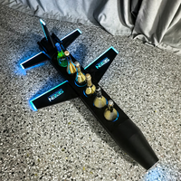 Richshining Plateau LED personnalisé en forme d'avion à 9 trous pour verres à shot, présentoir glorificateur de champagne pour 6 bouteilles, pour bar