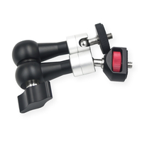 Support de moniteur à bras articulé en alliage d'aluminium à 2 bras, pince pour flash, griffe porte-accessoire, adaptateur 1/4, réglable, noir/rouge, pour appareils photo