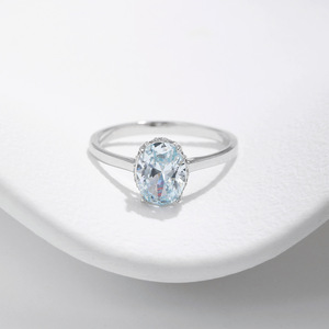 S925 5A Gradd <span class=keywords><strong>anello</strong></span> di <span class=keywords><strong>zircone</strong></span> <span class=keywords><strong>blu</strong></span> Non appannato anelli in argento Sterling con gemma per una donna - Product Image 2