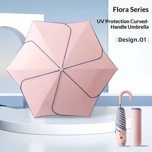 Sombrilla LS Umbrella Fresh Petal de tres pliegues con mango curvado de aluminio, resistente a la intemperie, con revestimiento negro anti-UV <span class=keywords><strong>y</strong></span> logotipo. - Product Image 2