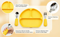 Ensemble de vaisselle pour enfants en silicone de qualité alimentaire, sans BPA, moderne, non toxique, compatible lave-vaisselle et micro-ondes, assiette, fourchette et cuillère