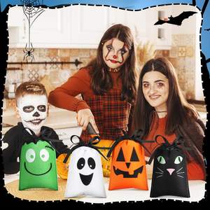 24 Uds. Bolsas de fieltro para Halloween, bolsas de regalo con cordón para truco o trato, fiesta de Halloween - Product Image 3