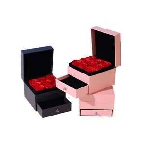 Lieferanten verkaufen angepasste luxuriöse geschenkverpackungsbox für rose urlaub Lippenstift Schmuck magischer Würfel Schublade Seife Rose Blume