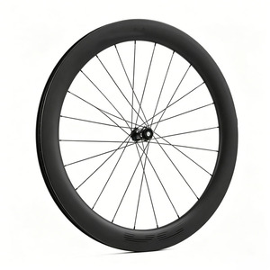 Jeu de roues de vélo de route en fibre de carbone tissée à section profonde 8MM, compatible tubeless, frein à disque Center Lock, rayons Straight-Pull - Product Image 2