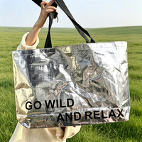 Sac de shopping réutilisable en non-tissé avec logo personnalisé, laminage métallique, écologique, sac de luxe pour chaussures et vêtements