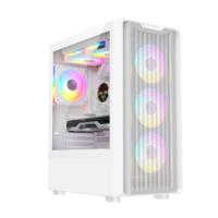 Boîtier de PC de jeu ATX/Micro de bureau AntarcChill White Mesh, best-seller, avec panneau latéral en verre