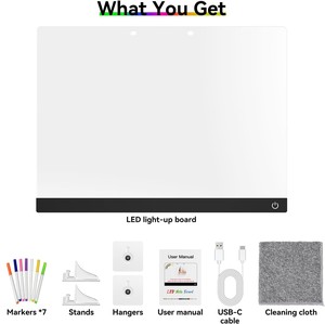Tableau LED effaçable pour enfants 30*20cm, lumière de nuit en acrylique, tableau créatif pour dessin et messages pour enfants, lumière aux couleurs arc-en-ciel - Product Image 6