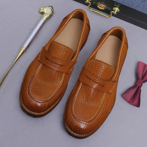 Zapatos de cuero para hombre con patrón en relieve, piel de vaca auténtica, ajuste de una pieza, exclusivos para uso empresarial - Product Image 5
