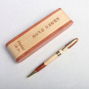 Customized Logo, Luxury Wooden Ballpoint Pen <b>Gift</b> Set with Business Pen Case Display, Nice Writing Pen with <b>Box</b> and Gel Ink - Product Image 2