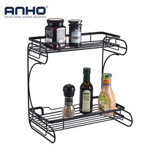 Étagère de rangement de cuisine autoportante à 2 niveaux en métal, organisateur réglable en fil métallique pour épices, conserves et bols - Product Image 1