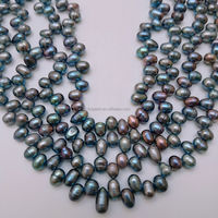 Fabrication de bijoux, fil de perles naturelles amples, noir d'eau douce, bricolage, 1 pièce, LPB300