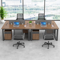 Postazione di Lavoro Modulare Personalizzabile per 2-6 Persone, Scrivania da Ufficio Moderna e Industriale con Armadietto di Grande Capacità per Uffici Open Space