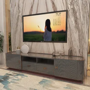 Mueble de sala de estar de nuevo diseño, soporte de tv de lujo, unidad de armario de tv de madera moderno, pantalla personalizada, consola de tv, banco