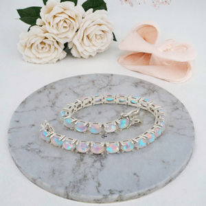 SHREE JAIPUR SILVER <b>Sweet</b> Peach <b>Heart</b> Silver Plated Opal Bracelet 8 Gram Simple Versatile Gift Women Besties Girlfriends Qixi - Product Image 2