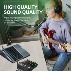 48V interfaccia USB Mini musica Studio Console Audio 4 canali digitale DJ Mixer con suono mixaggio microfono - Product Image 6