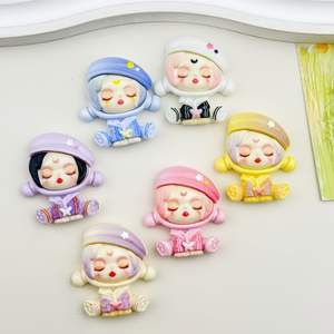 Breloques en résine DIY pour filles, motif dessin animé mignon, posture assise, pour loisirs créatifs avec colle crème, autocollants pour coques de téléphone, style artistique - Product Image 4