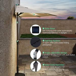 Ombrellone da Esterno Helios&<span class=keywords><strong>Hestia</strong></span> 9 Piedi con Illuminazione LED, Mezzo Palo, Alimentazione Solare, Inclinabile, per Giardino, Terrazza e Arredamento Esterno - Product Image 2