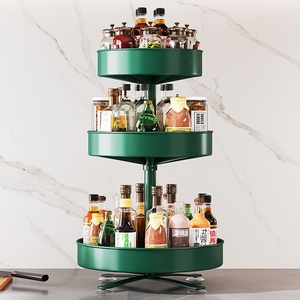 Estante giratorio de plástico de 3 niveles para especias de cocina, organizador de botellas y tarros de condimentos con rotación de 360 grados - Product Image 2