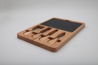 Planche à fromage rectangulaire en ardoise, ardoise avec ensemble de planche à fromage en bois