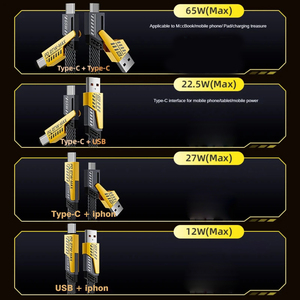 สายชาร์จ USB ไนล่อนอัลลอยซิงค์4 In1 PD 65W สายชาร์จ USB อเนกประสงค์สำหรับชาร์จ iPhone Type-C สำหรับ iPhone - Product Image 3