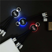 Cable de Carga USB Múltiple Portátil para Llavero, Cable de Carga Rápida 3 en 1 con Logotipo Iluminado, Compatible con Tablets, iPhone y Galaxy