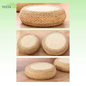 Pouf ottoman rond en jacinthe d'eau tressé à la main, coussin <span class=keywords><strong>de</strong></span> sol en rotin naturel, tabouret <span class=keywords><strong>de</strong></span> méditation et <span class=keywords><strong>de</strong></span> <span class=keywords><strong>yoga</strong></span>, décoration bohème pour la maison - Product Image 2