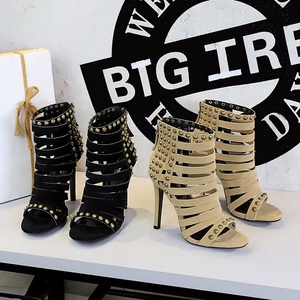 Sexy Rivets Studded 2025 Women Zip Shoes Summer Designer Retro Hollow Ankle <b>Boots</b> - Product Image 5