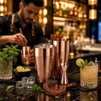 Ensemble de shakers Boston en cuivre et acier inoxydable 3 pièces avec logo personnalisé, contrôle qualité 100 % manuel, shaker de bar en métal anti-fuite, service complet d'usine