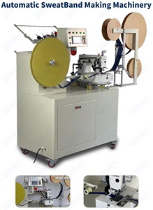 Machine automatique de fabrication de bandeaux anti-transpiration à 4 aiguilles pour casquettes de baseball et chapeaux Fedora - Product Image 2