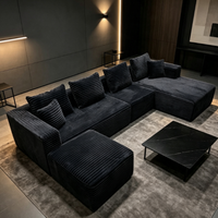 Grand canapé modulaire en forme de U, vertical, en peluche, sans structure, effet nuage, avec double fauteuil inclinable, sans assemblage